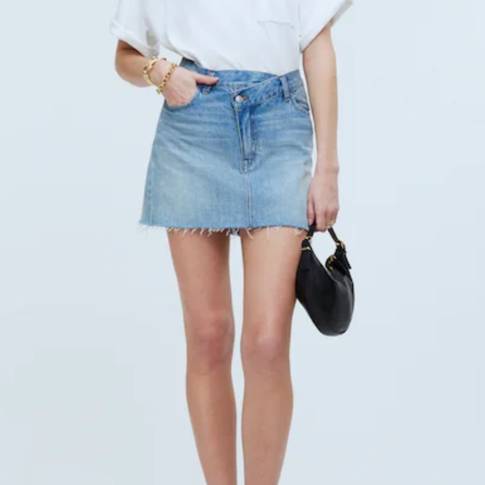 Madewell Denim Crossover-Waist Mini Skirt